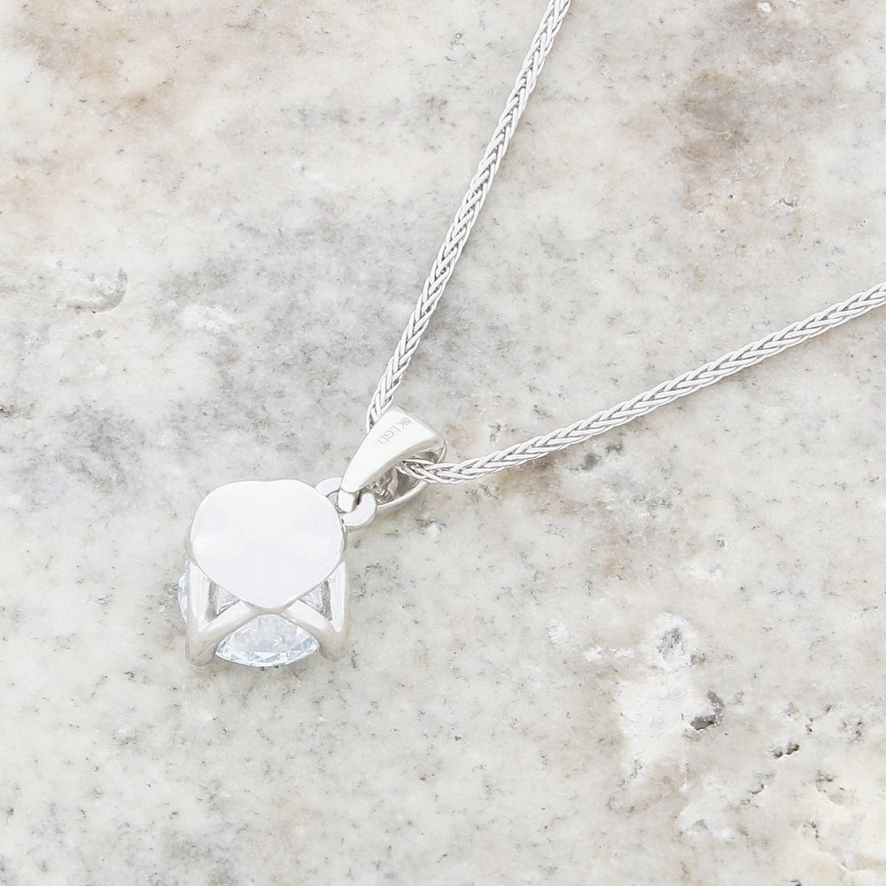 9ct White Gold 1.00cts Lab Grown Brilliant Cut Diamond Pendant and Chain