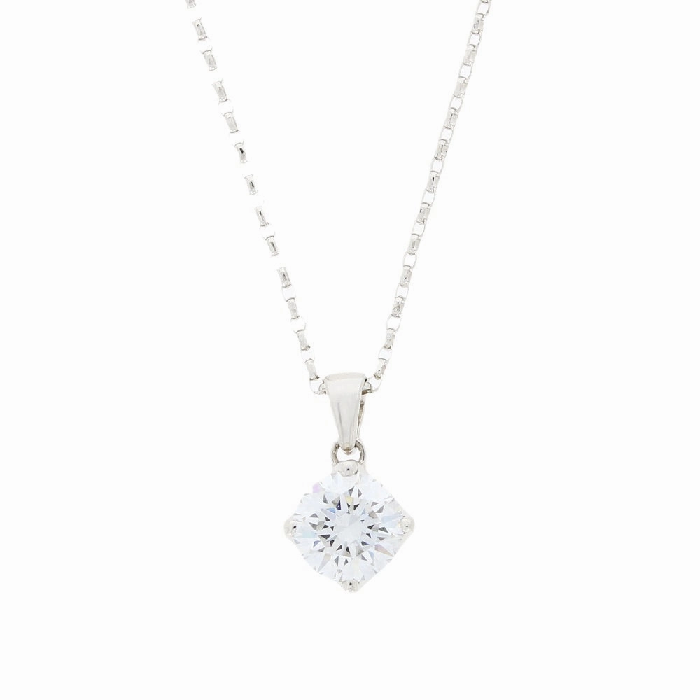9ct White Gold 1.00cts Lab Grown Brilliant Cut Diamond Pendant and Chain