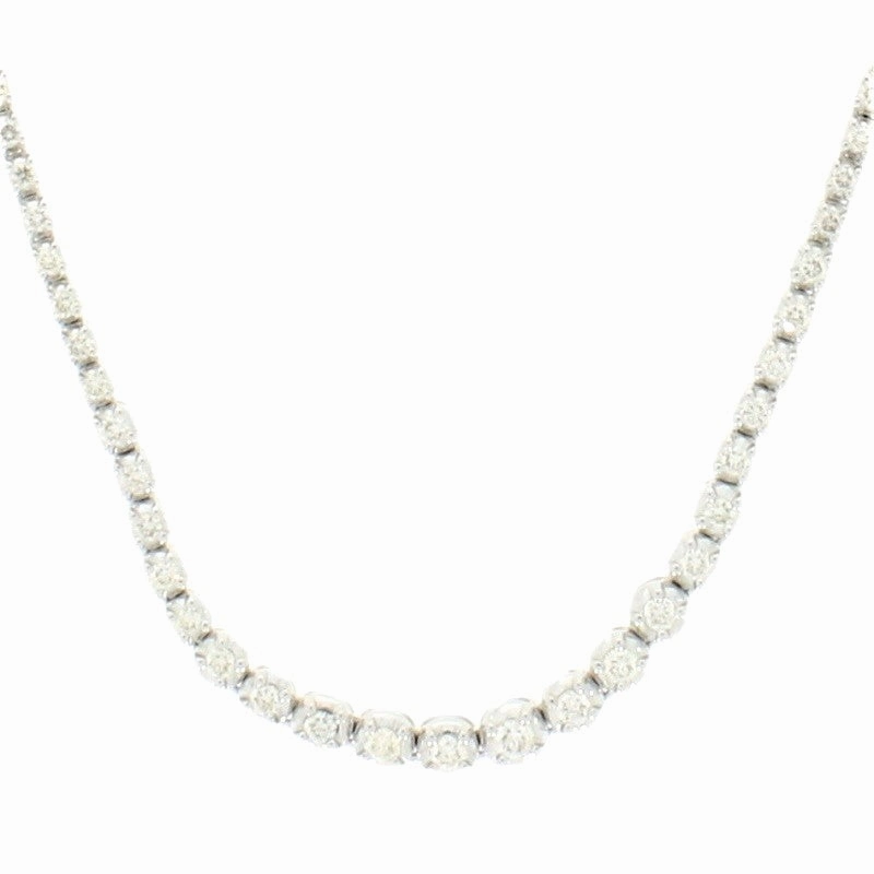 9ct White Gold 3.28cts Diamond Graduated Line Necklace