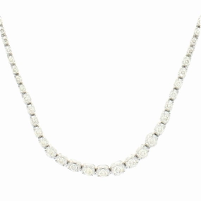 9ct White Gold 3.28cts Diamond Graduated Line Necklace