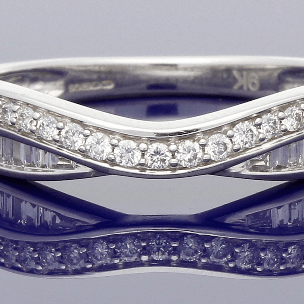 9ct White Gold Diamond Curved Eternity Ring