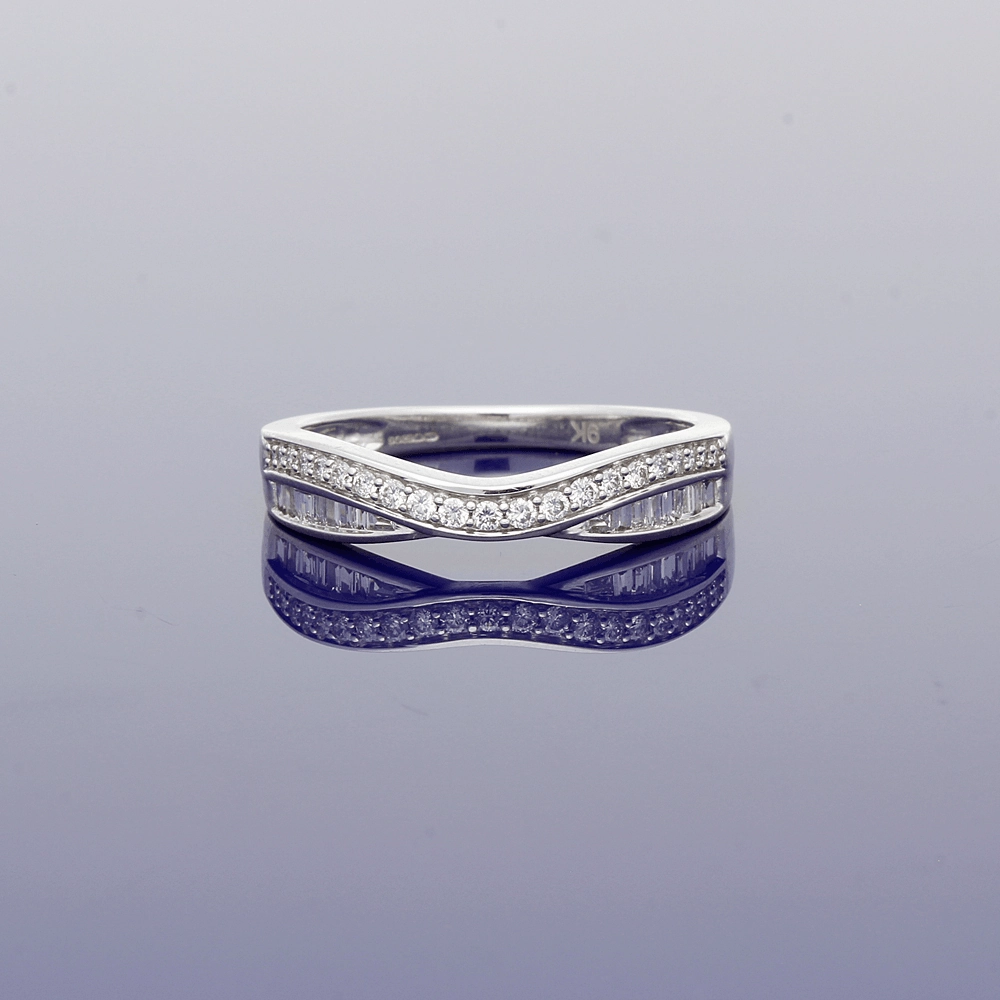9ct White Gold Diamond Curved Eternity Ring