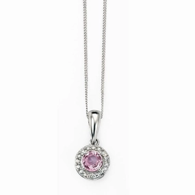 9ct White Gold Pink Sapphire and Diamond Pendant GP882P