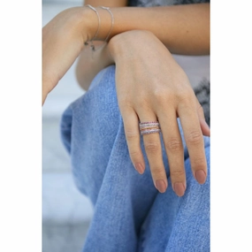 9ct White Gold Pink Sapphire Half Eternity Ring