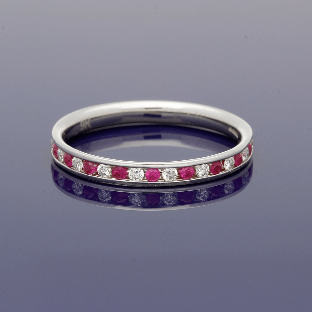 9ct White Gold Ruby & Diamond Eternity Ring