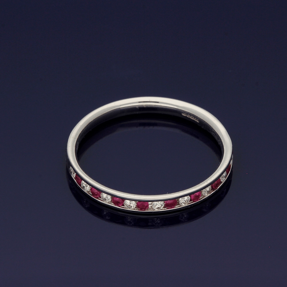 9ct White Gold Ruby & Diamond Eternity Ring