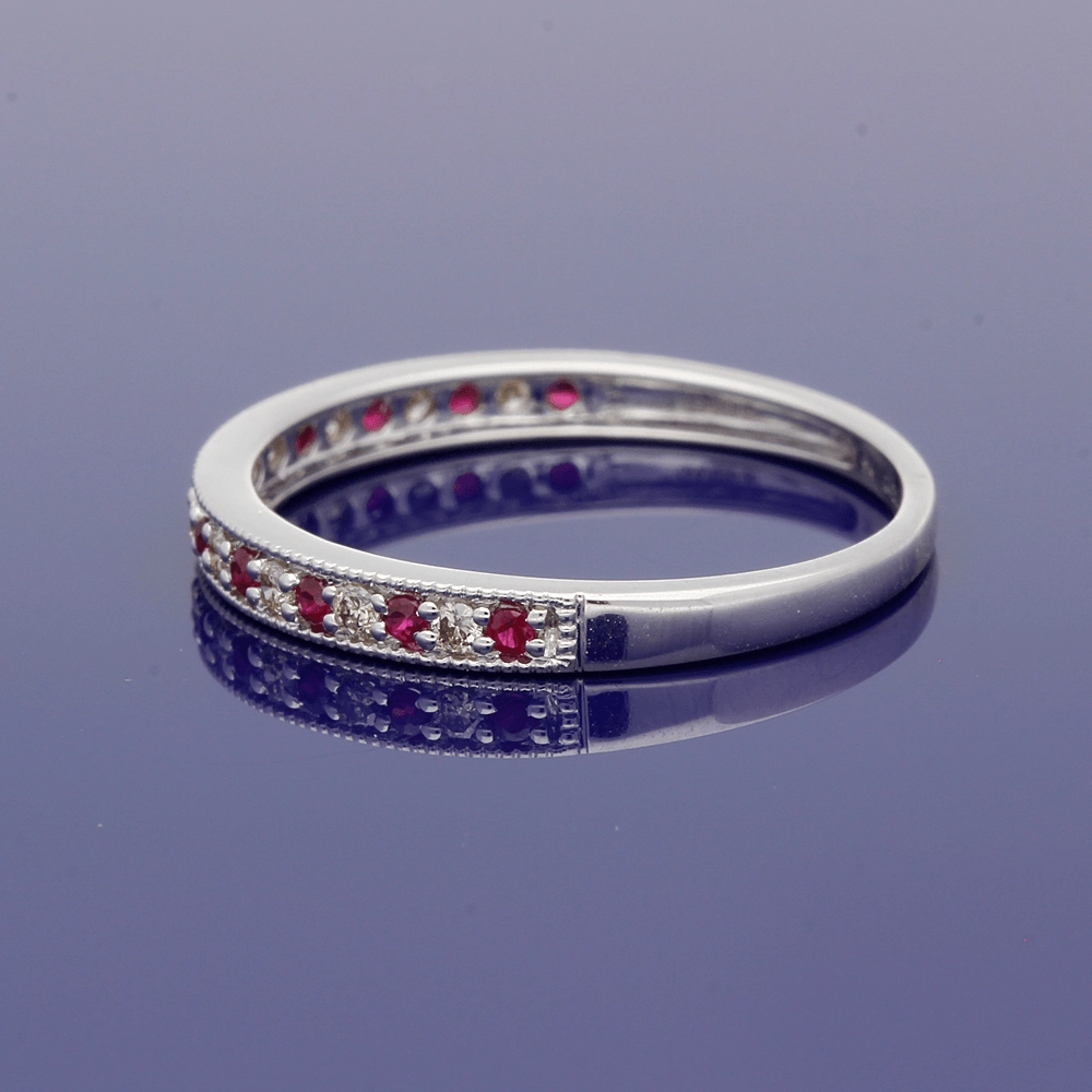 9ct White Gold Ruby & Diamond Eternity Ring