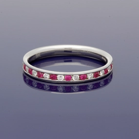 9ct White Gold Ruby & Diamond Eternity Ring