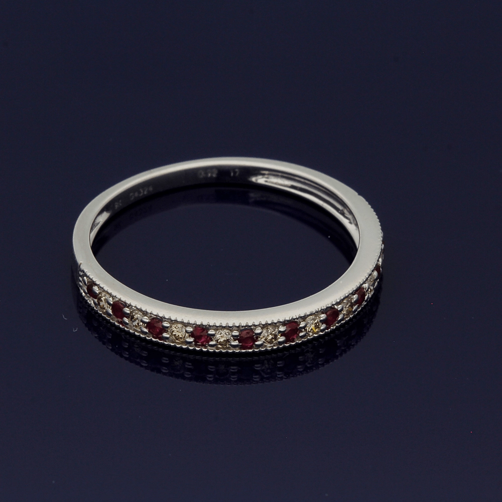 9ct White Gold Ruby & Diamond Eternity Ring