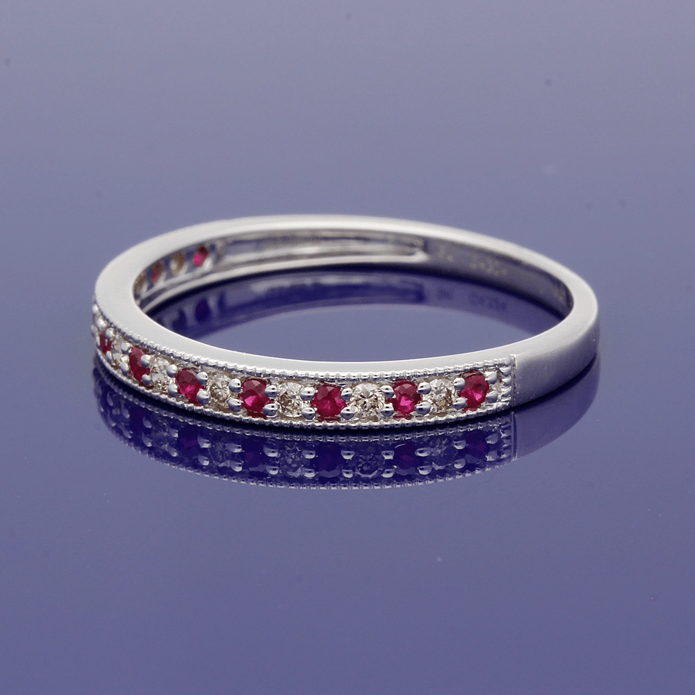 9ct White Gold Ruby & Diamond Eternity Ring