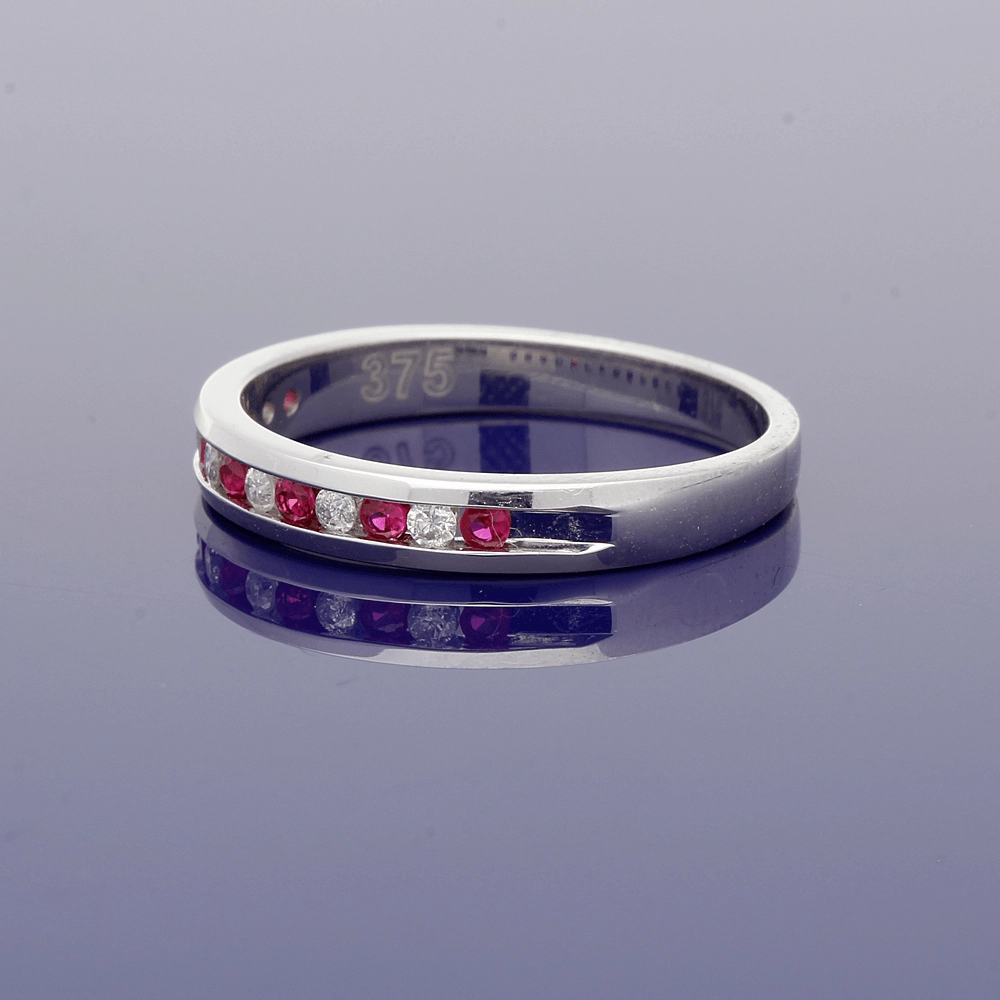 9ct White Gold Ruby & Diamond Eternity Ring