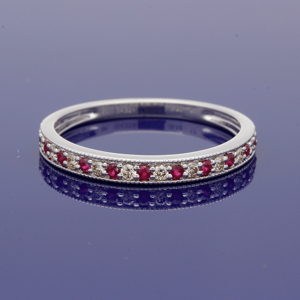 9ct White Gold Ruby & Diamond Eternity Ring