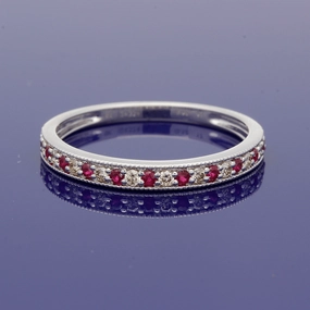 9ct White Gold Ruby & Diamond Eternity Ring