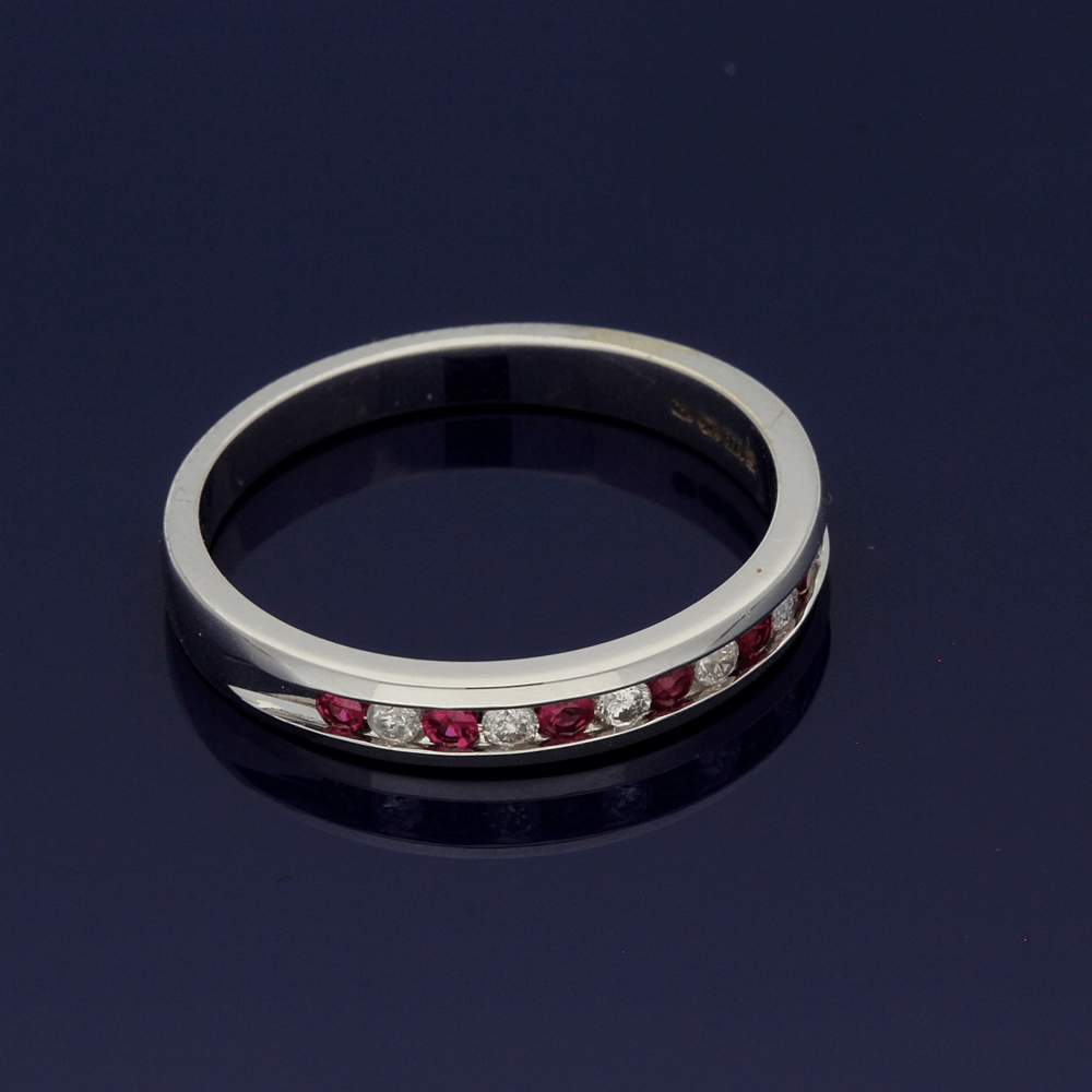 9ct White Gold Ruby & Diamond Eternity Ring
