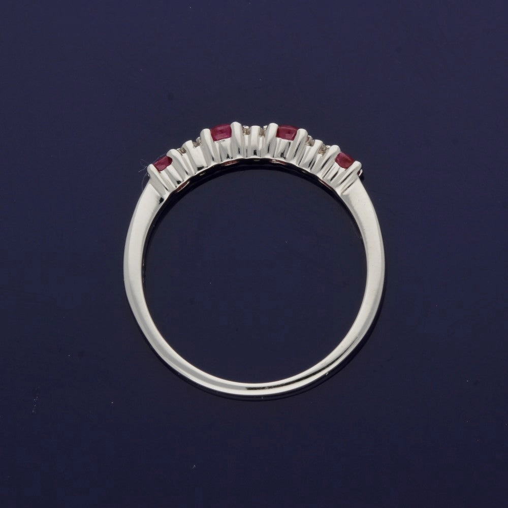 9ct White Gold Ruby & Diamond Half Eternity Ring