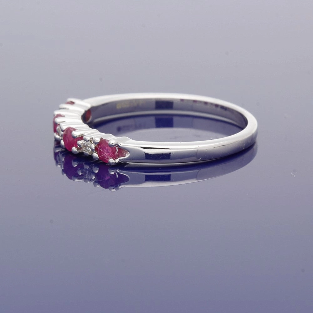 9ct White Gold Ruby & Diamond Half Eternity Ring