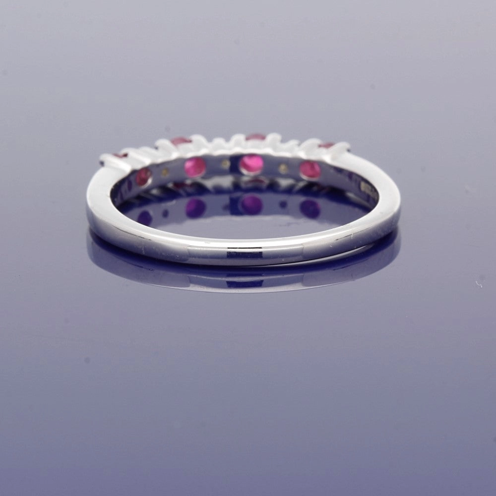 9ct White Gold Ruby & Diamond Half Eternity Ring