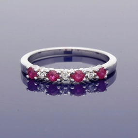 9ct White Gold Ruby & Diamond Half Eternity Ring