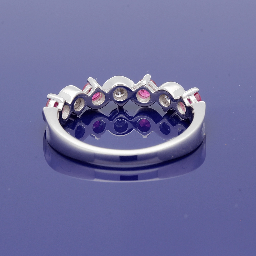 9ct White Gold Ruby and Diamond Half Eternity Ring