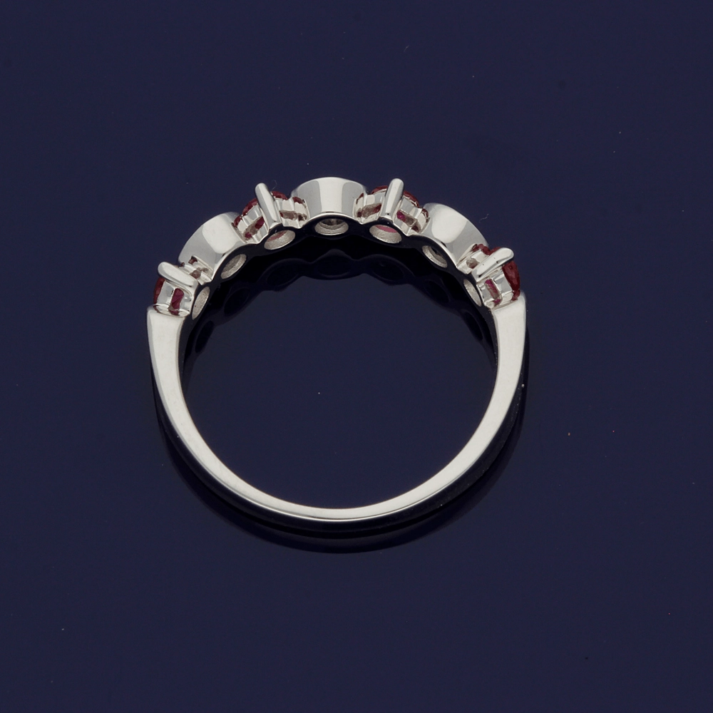 9ct White Gold Ruby and Diamond Half Eternity Ring