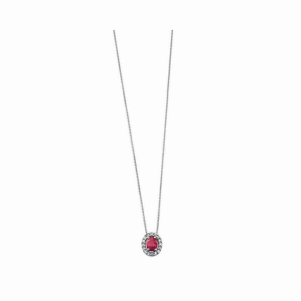 9ct White Gold Ruby and Diamond Pendant GP677R