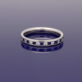 9ct White Gold Sapphire & Diamond Half Eternity Ring