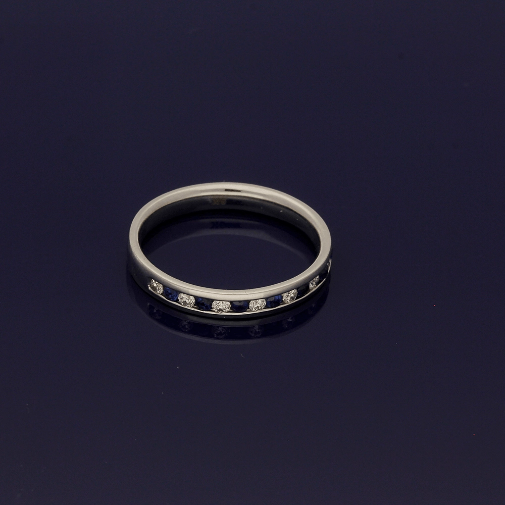 9ct White Gold Sapphire & Diamond Half Eternity Ring