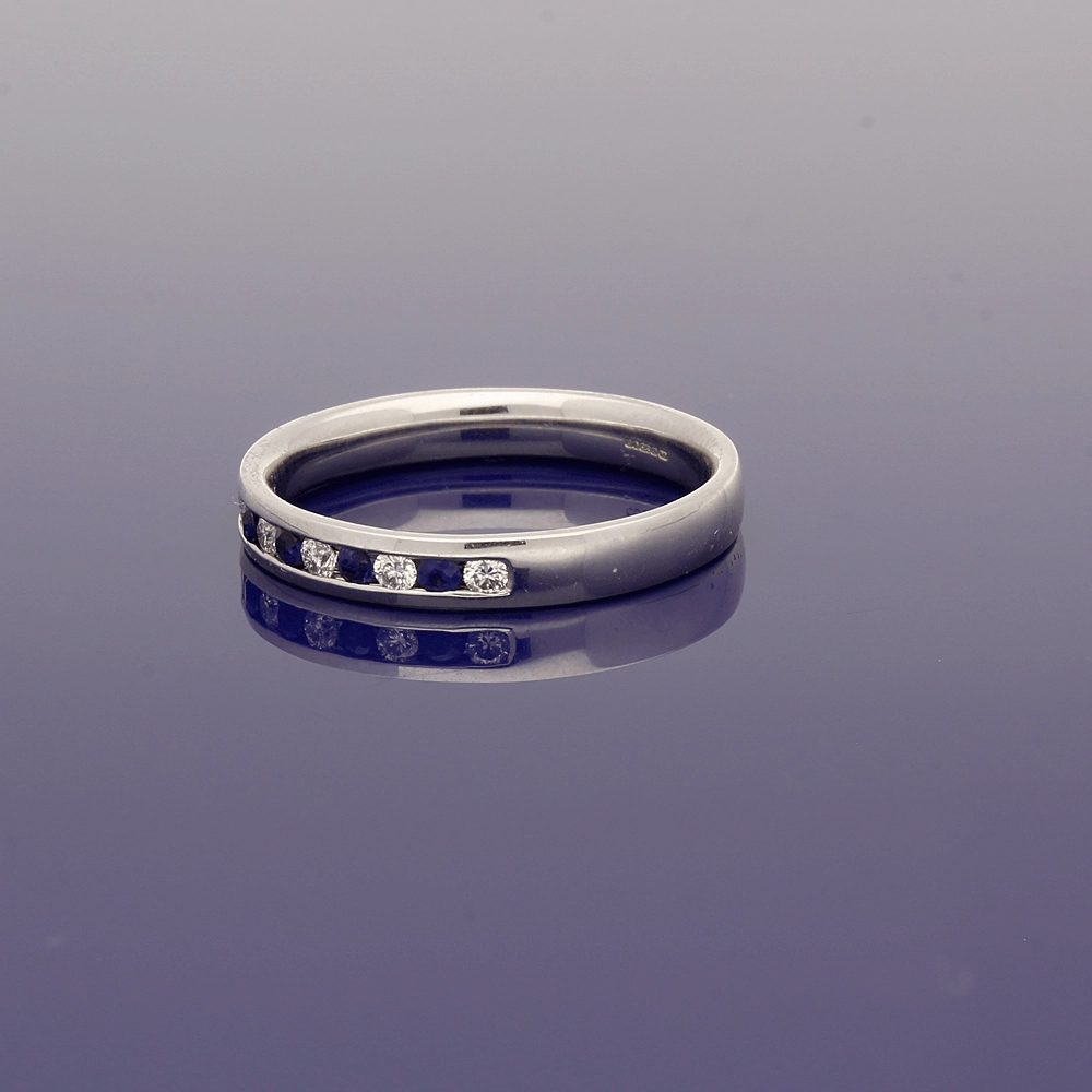 9ct White Gold Sapphire & Diamond Half Eternity Ring