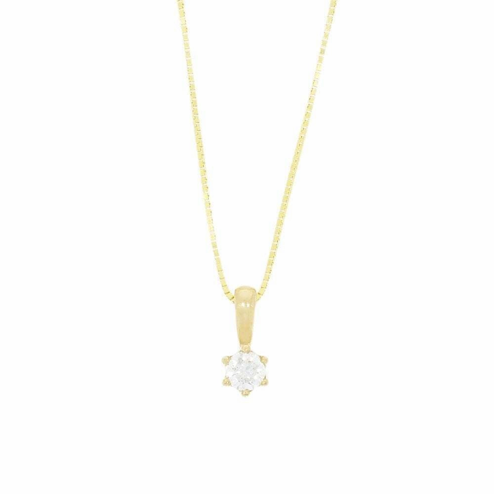 9ct Yellow Gold 0.15cts Diamond Pendant and Chain GN222