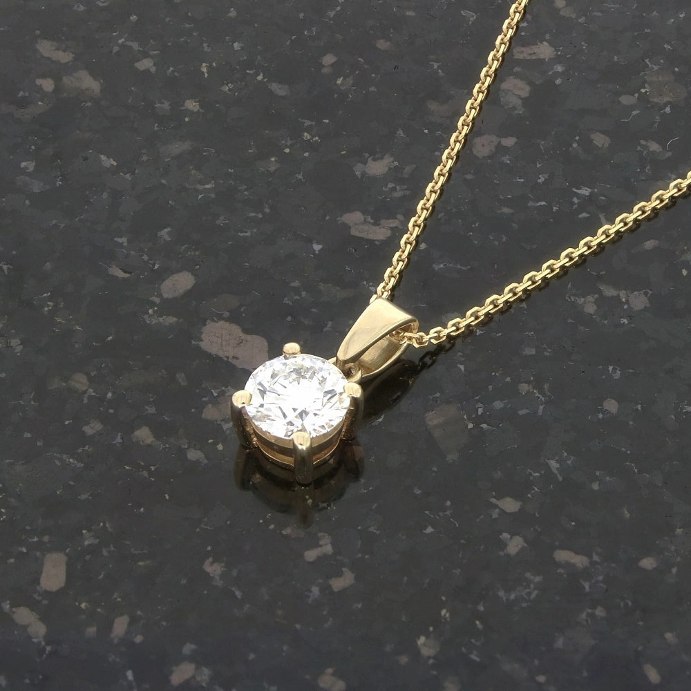 9ct Yellow Gold 1.46cts Brilliant Cut Lab Grown Diamond Pendant and Chain