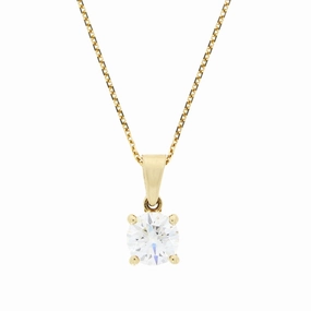 9ct Yellow Gold 1.46cts Brilliant Cut Lab Grown Diamond Pendant and Chain
