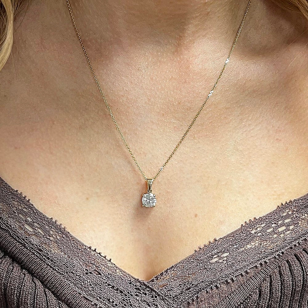 9ct Yellow Gold 1.46cts Brilliant Cut Lab Grown Diamond Pendant and Chain