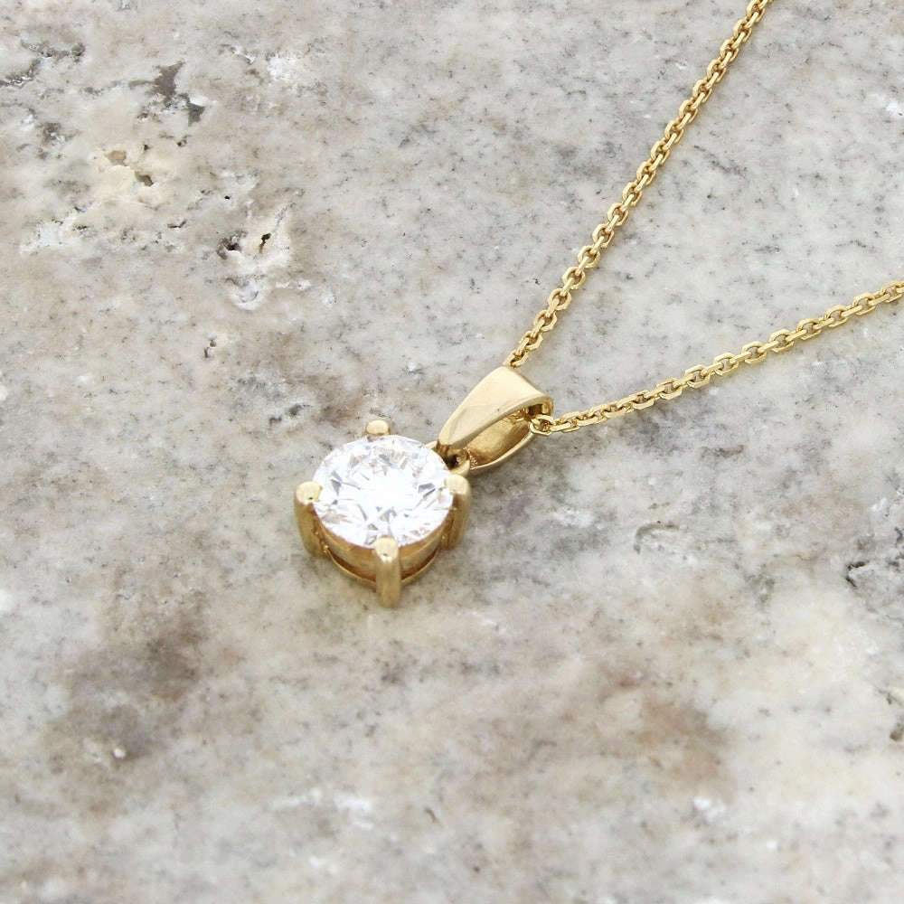 9ct Yellow Gold 1.46cts Brilliant Cut Lab Grown Diamond Pendant and Chain