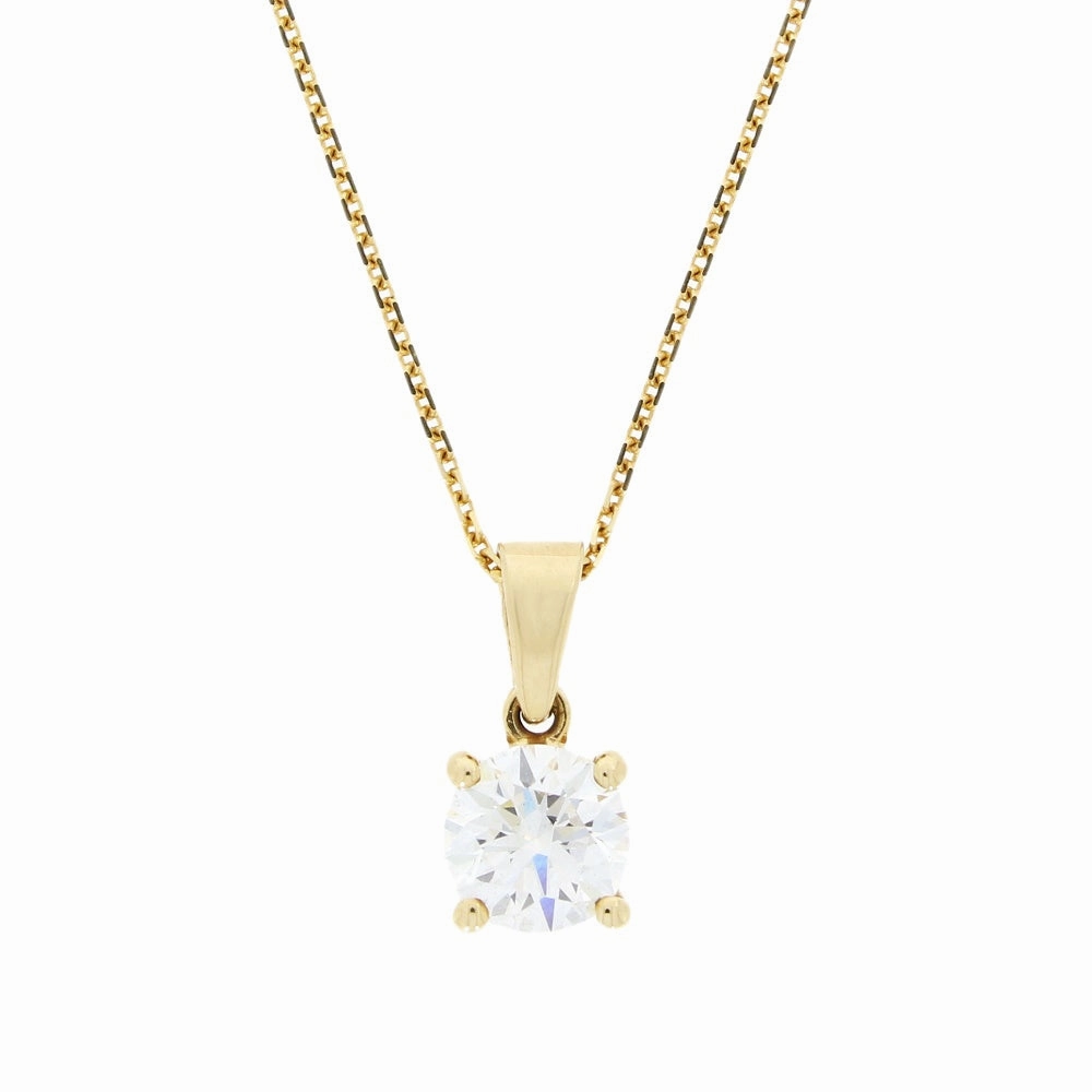 9ct Yellow Gold 1.46cts Brilliant Cut Lab Grown Diamond Pendant and Chain
