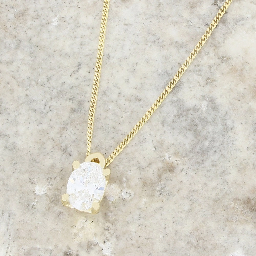 9ct Yellow Gold 2.02cts Oval Cut Lab Grown Diamond Pendant