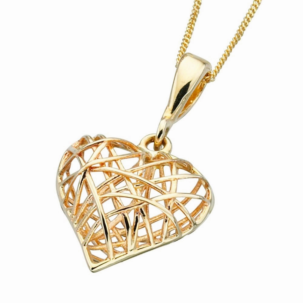 9ct Yellow Gold Caged Heart Necklace GP824