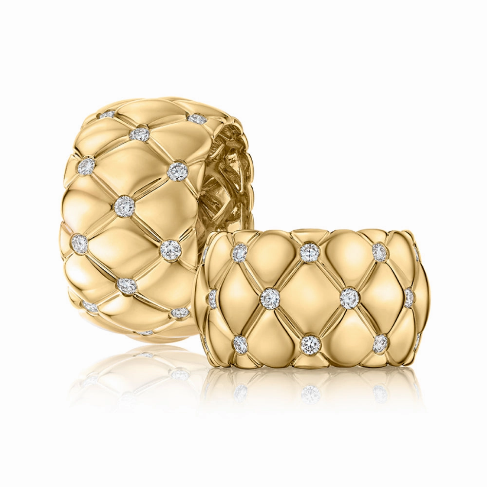 A. Jaffe 14k Dome Shaped Quilted Pattern Ring with Brilliant Diamonds