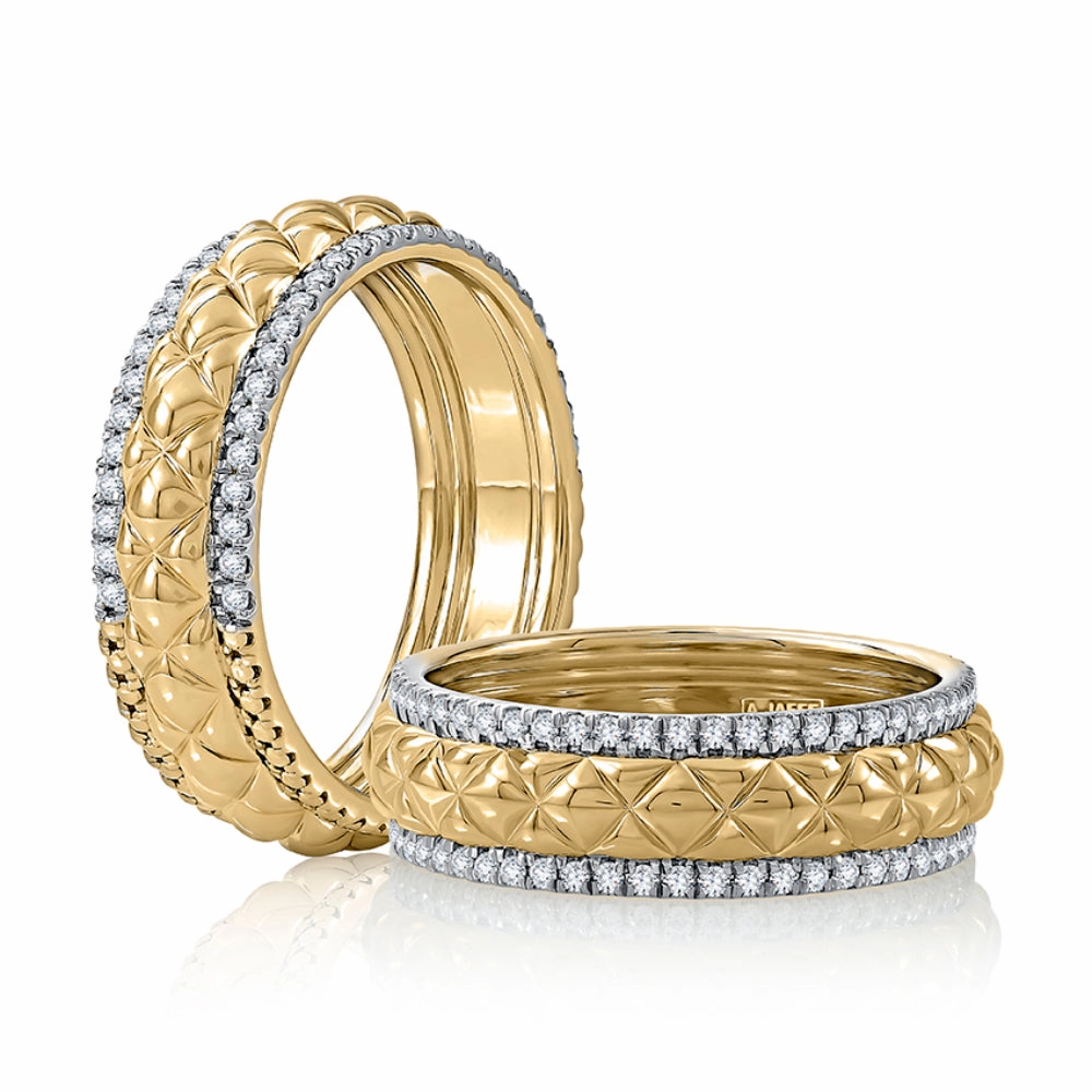 A. Jaffe 14k Quilted Ring with Diamond Borders