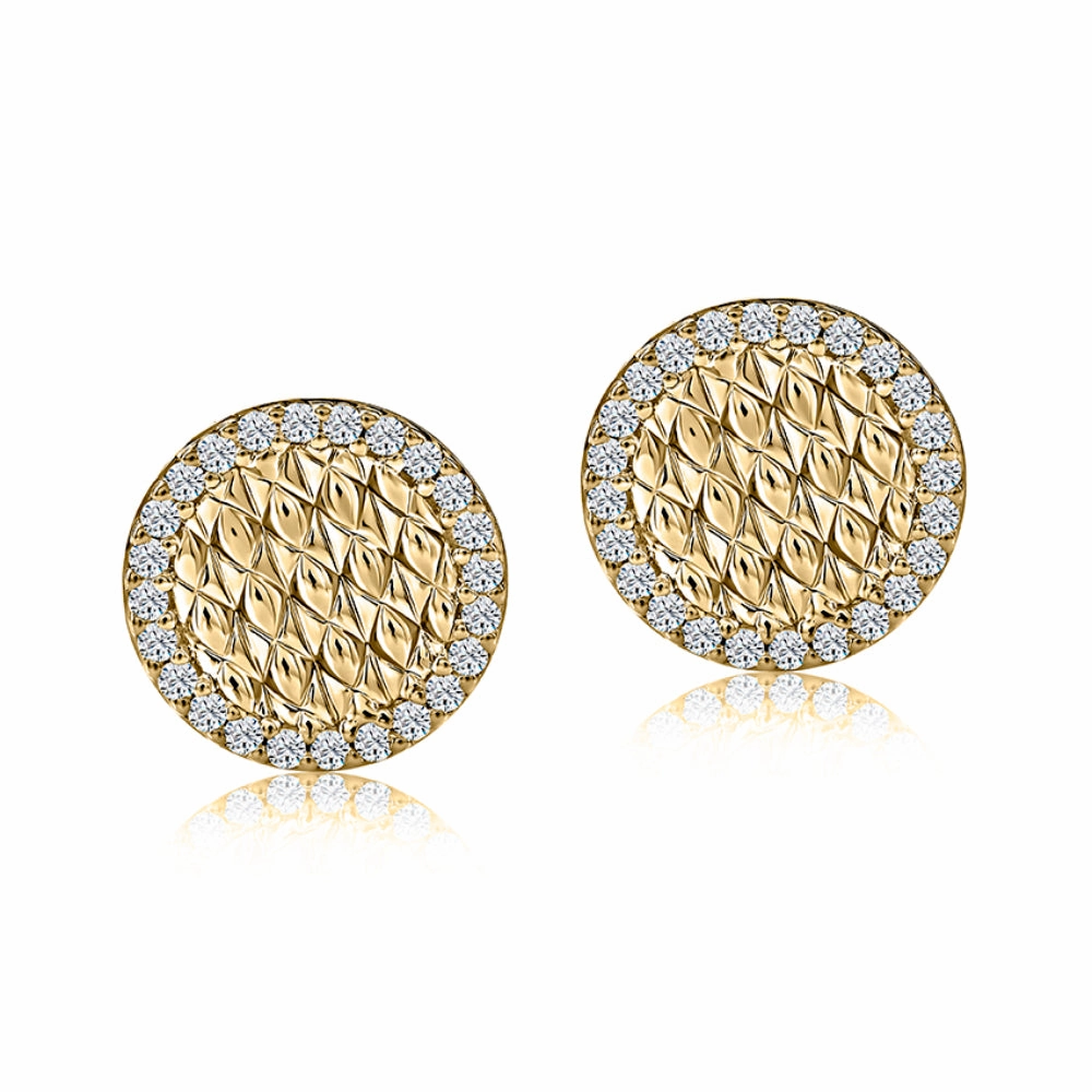 A. Jaffe 14k Quilted Studs with Diamond Borders