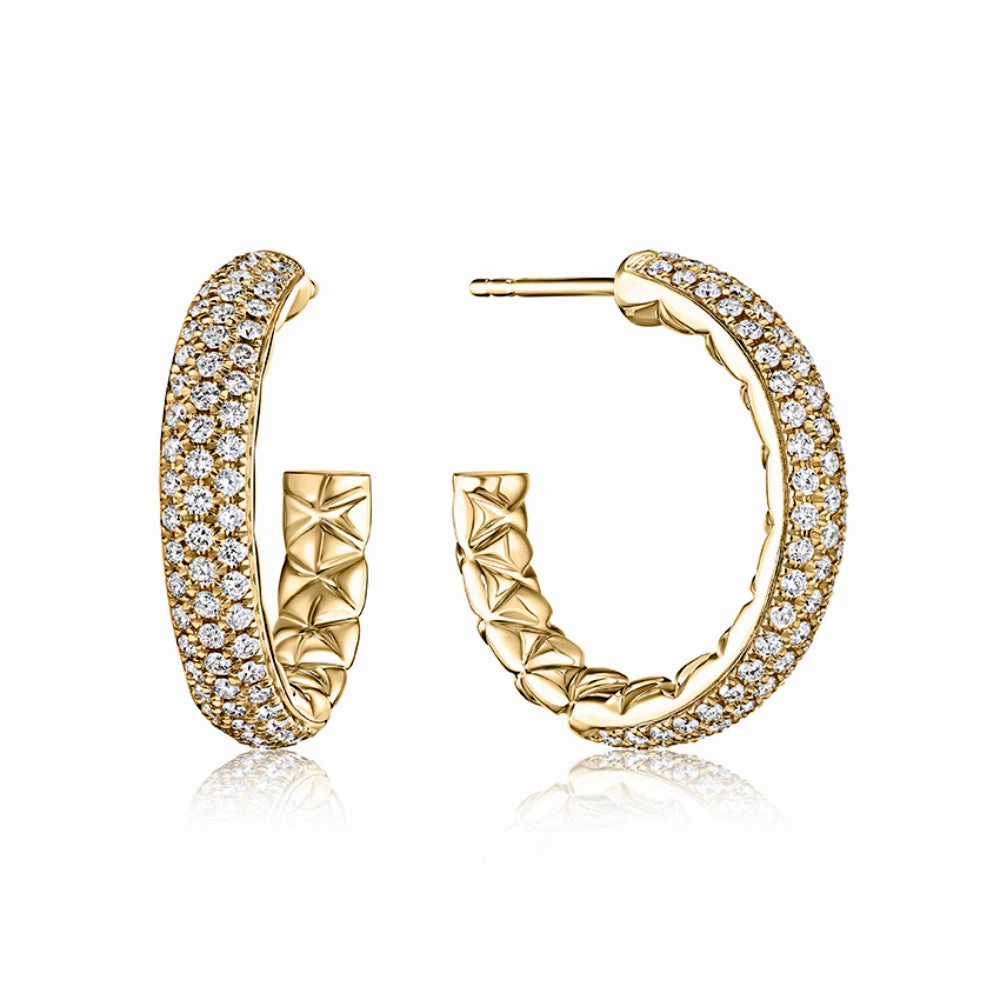 A. Jaffe Large Pav Diamond Hoops with Quilted Interior