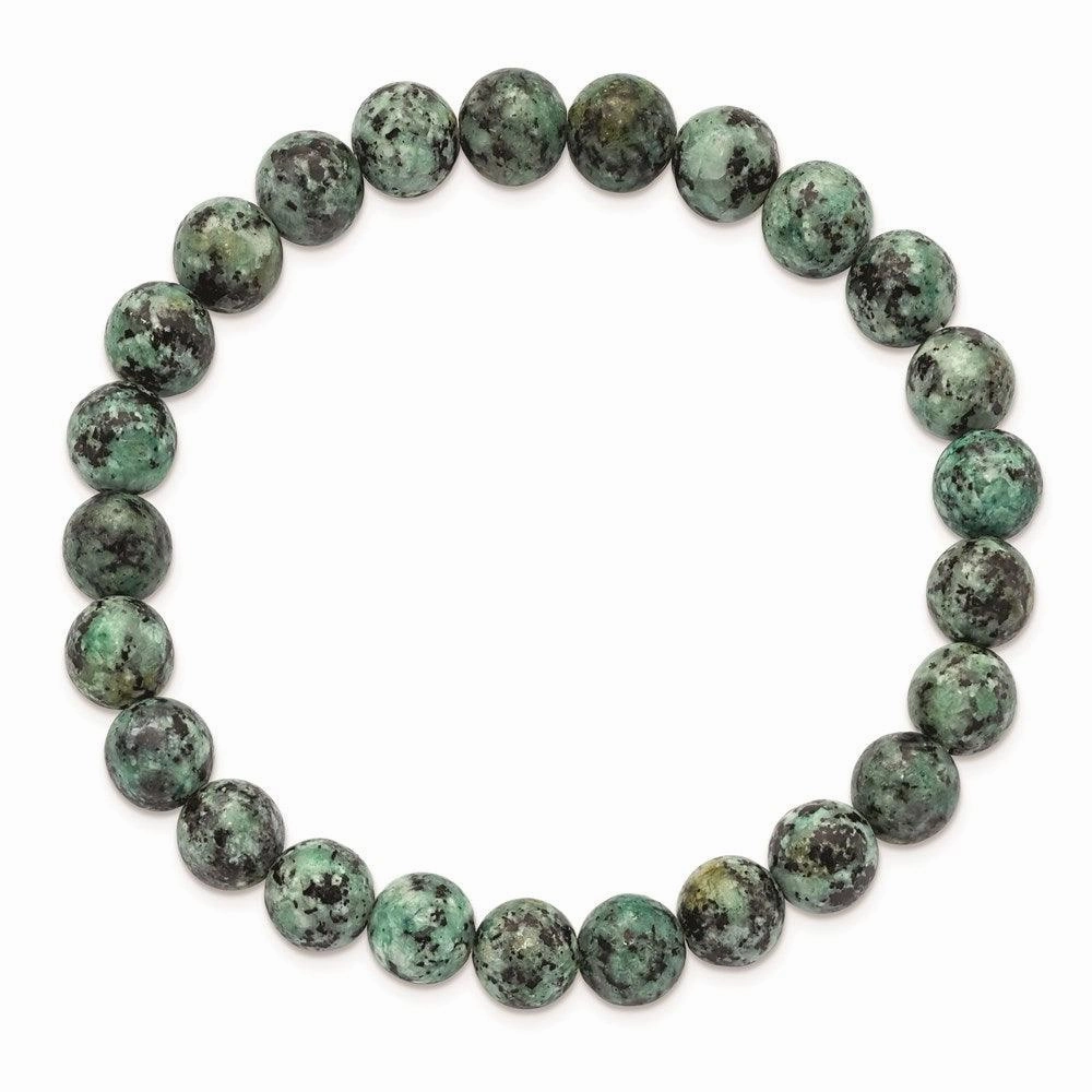 African Pine Agate Beaded Stretch Bracelet