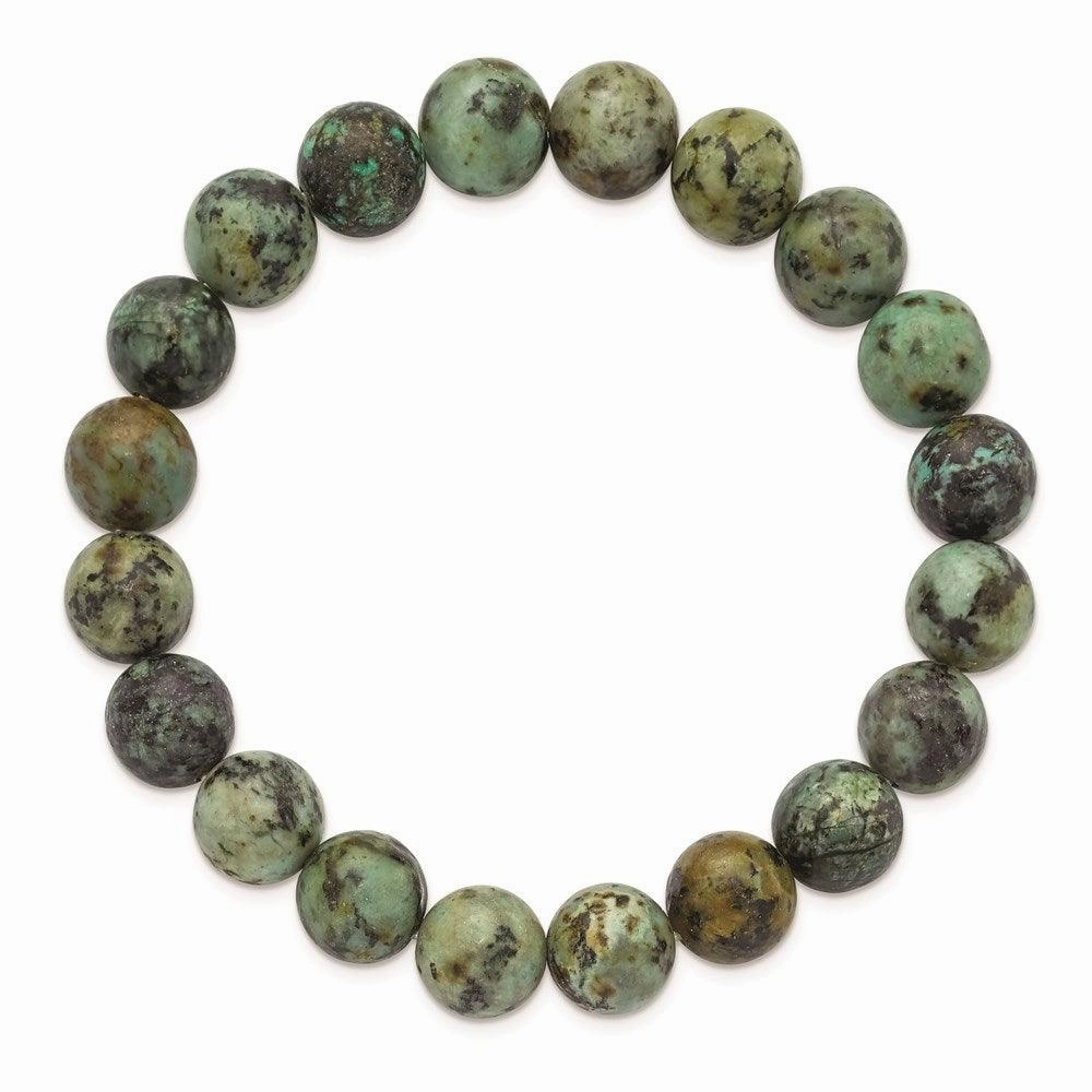 African Pine Agate Beaded Stretch Bracelet