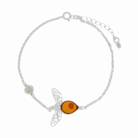 Amber Sterling Silver Ladies Bee Bracelet