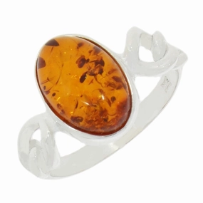 Amber Sterling Silver Ladies Ring