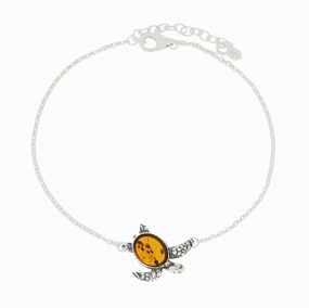Amber Sterling Silver Ladies Turtle Bracelet