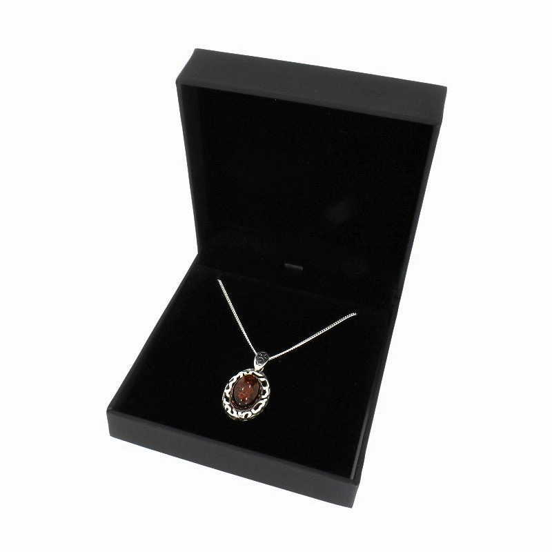Amber Sterling Silver Pendant & Chain