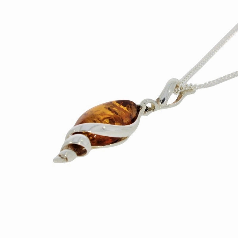 Amber Sterling Silver Pendant and Chain
