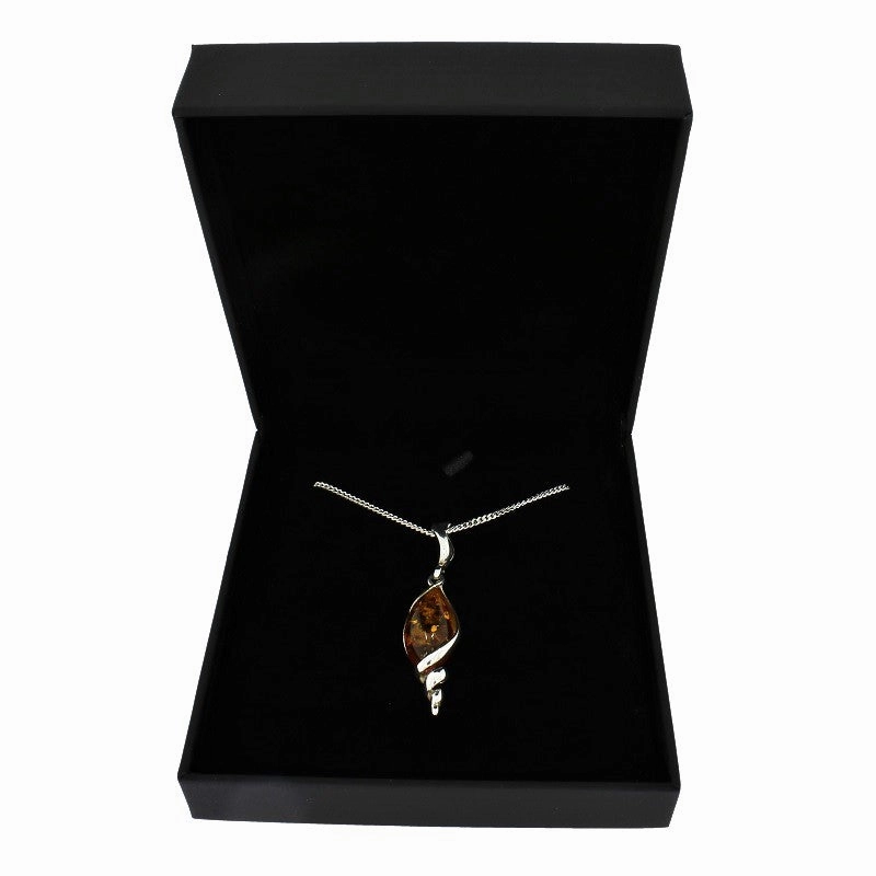 Amber Sterling Silver Pendant and Chain