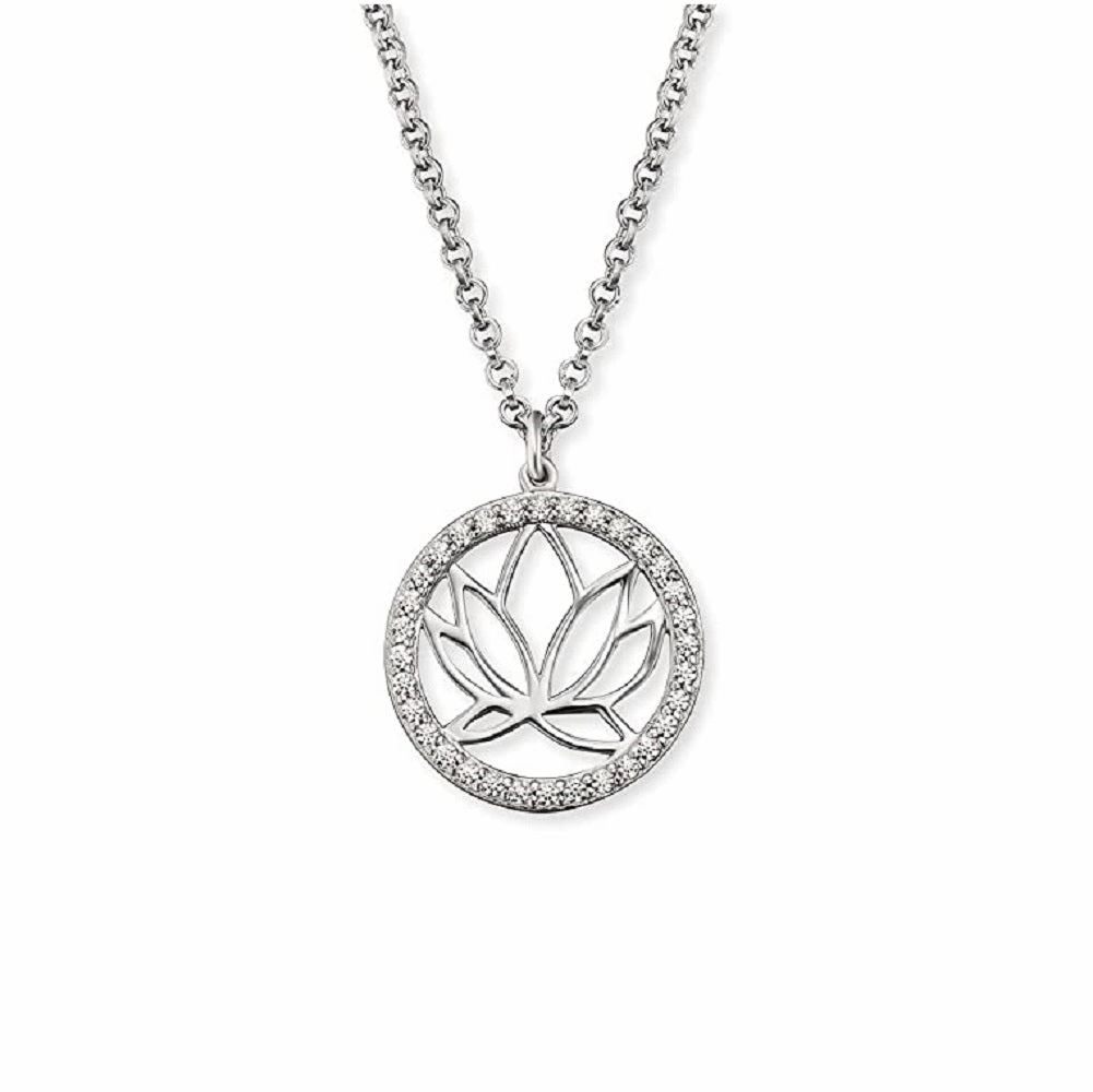 Angel Whisperer Lotus Flower Silver Necklace ERN-LOTUS-ZI