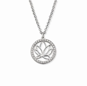Angel Whisperer Lotus Flower Silver Necklace ERN-LOTUS-ZI